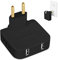 Powice US to EU Adapter,Steckdose mit USB,Mehrfachsteckdose mit USB,Adapter USA Deutschland Stecker,Adapter Steckdose,US Adapter EU mit USA-Netzteil Konverte für Geräte, Schwarz
