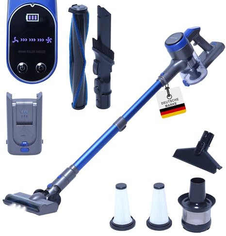 Sommertal Akku Staubsauger VARIO150 | 3in1 Gerät | 3-Stufen Turbosauger mit 45min Laufzeit und Schnellladen | für 300m² | Teppich Hartböden Tierhaare | LED Akkustaubsauger Stabstaubsauger | Kabellos