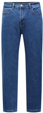 Allthemen Jeans Uomo Elasticizzati Loose Fit Pantaloni in Denim Gamba Dritta con Tasche 4 Stagioni Blu 38