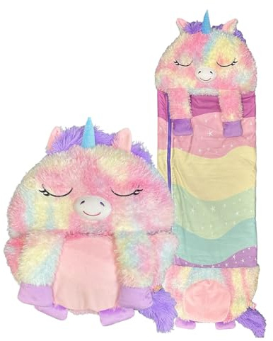 Happy Nappers Kids Sleeping Bag - Plush Toy, Comfy Sleeping Bag & Fluffy Pillow All in One