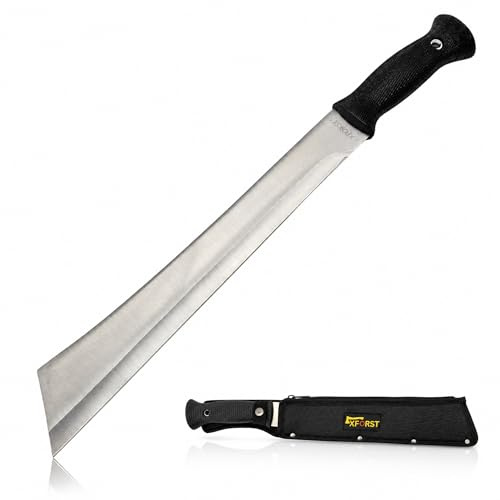 Xforst Machete 46 cm scharf echt — Klinge 32,5 cm rostfreier Edelstahl, 4 mm | Survival Machete mit rutschfestem Griff | Für Outdoor, Garten, Camping, Bushcraft — Buschmesser#