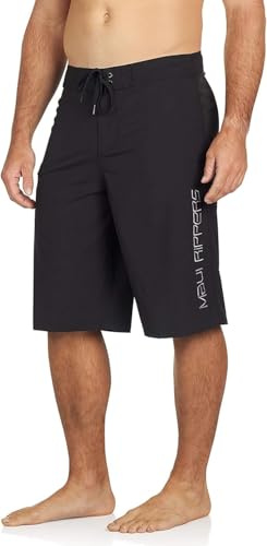 Maui Rippers Men Board Shorts, Size 38, Extra Long 24 Swim Shorts with Quick Dry Fabric, Beachwear Designed for Swimming, Boating, Fishing, Surfing & Pool Days Black