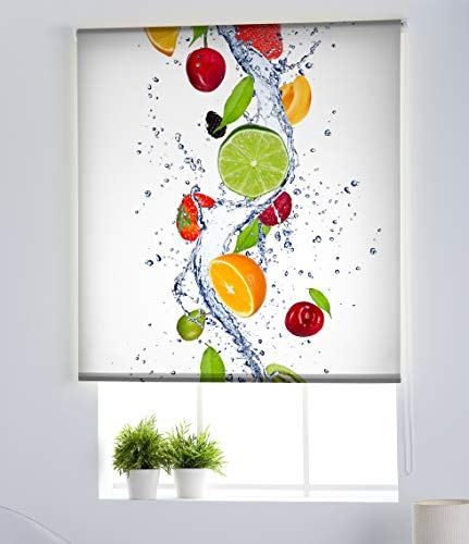 Estoralis Cocina| Estor Enrollable Diseño Moderno|Sin Taladrar Translúcido Estampado | Modelo C-1229 | 90 x 150 cm (Ancho/Alto) Tamaño Tela 87 x 150 cm | Estores para Ventanas y Puertas