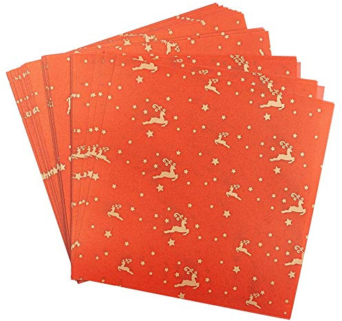 Ideen mit Herz transparent papper | 100 ark | premiumkvalitet | 110 g/kvm | tryckt | perfekt vikpapper för stjärnpyssel | transparent pysselpapper (körsbär | röd och guld, 15 x 15 cm)