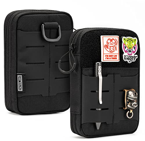 TACTICAL GEEK E2.0 EDC Compact Waist Pocket Pouch, Multi-Purpose Molle EDC Pouch Gadget Organizer, Black