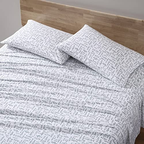 Eddie Bauer Lenzuola intere, percalle di cotone, set di biancheria da letto, fresco, decorazione per la casa (Albright Hill verde, 4 pezzi, completo)