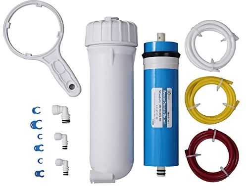 Huining 3012-400GPD - Kit de carcasa de membrana de ósmosis inversa con conector rápido de 3/8 1/4, tubo de agua, llave inglesa, compatible con sistema de filtración de agua residencial