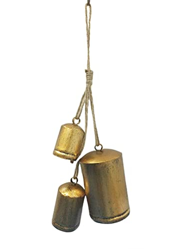 Caluself Harmonische Kuhglocken, Shabby Chic Landhausstil Kuhglocken, Zinnglocken, Vintage Glocken, Antik Gold Metall Kuhglocken,Feiertagsdekorationen