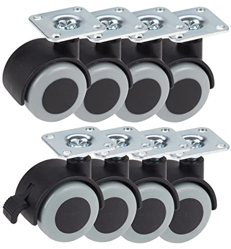 Dörner + Helmer Lot de 8 roulettes doubles en TPE avec trou dans le dos - Charge maximale : 30 kg