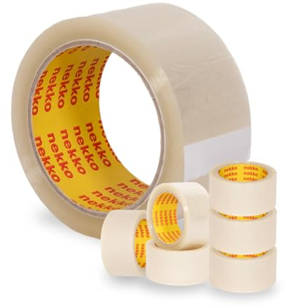 nekko 6 Rollen Paketklebeband Transparent- Starke Klebekraft, Kein Einreißen, Leises Abrollen - Packband Verpackungsband - 50mm x 66m Klebeband