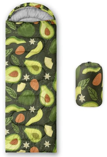 HOSIMA Saco de dormir de aguacate con clima frío para adultos, niñas y niños, impermeable, para hombre, cálido, camping, senderismo, al aire libre, viajes, caza, saco de compresión (aguacate)