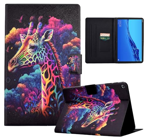 LSPCASA Carcasa para Huawei Mediapad M5 Lite 10.1 Pulgadas Funda Huawei Mediapad M5 Lite 10 con Ranuras para Tarjetas Fundas con Cierre Magnético Jirafa