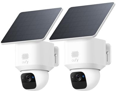eufy Security SoloCam E30, 2 Pack, Security Cameras Wireless Outdoor, Solar Camera Outdoor Wireless, 360° Pan, AI Tracking, 2K Clarity, No Monthly Fee