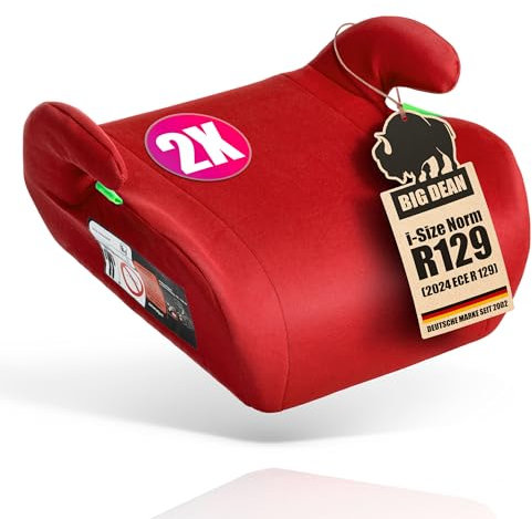2 Stück Kindersitzerhöhung nach neuster i-Size Norm R129 Rot Sitzerhöhung (125-150cm) Kinder Auto BigDean