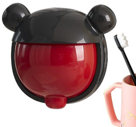 Porta spazzolino da denti da bagno - Supporto per spazzolino da denti a parete, scatole di immagazzinaggio resistenti alla polvere con coperchio | Specchio da dormitorio da viaggio per doccia a