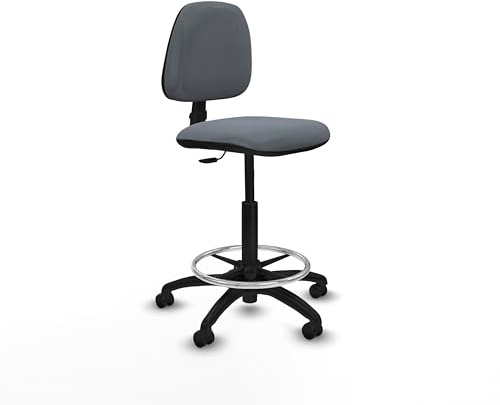 Piqueras y Crespo Taburete Isso: Ideal para 4-6 Horas de Uso, con Respaldo Regulable en Altura y Mecanismo de Contacto Permanente, Taburete Alto de Trabajo y Taburete Oficina Ruedas -