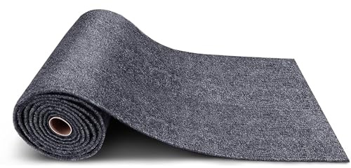 2 Scroll 40x200 cm Carpet Tiles, 1.6 SQM Self Adhesive Carpet Tile, Peel and Stick Floor Tiles, Soft Padded Non-Slip Hardwearing for Office, Home, Kitchen, Bedroom, Living Room (Dark Grey)