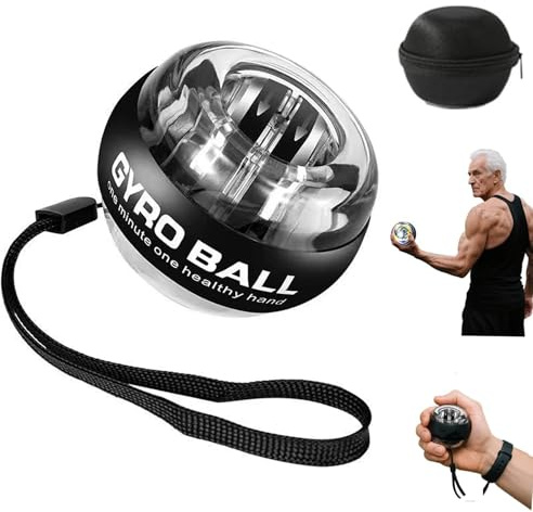 Ejercitador de muñeca Vital con Luces LED de Colores, ejercitador de antebrazo giroscópico de Inicio automático, para muñeca, Brazos, Dedos, fortalecimiento y Entrenamiento de músculos Black