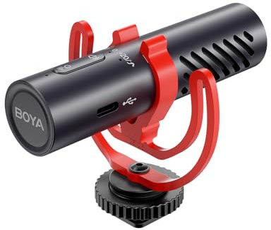 BOYA by-MM1 AI - Microfono direzionale per iPhone 15/16/17, Android, fotocamere DSLR, videocamere, cancellazione del rumore, durata della batteria 30 ore, microfono video per vlog, podcast, streaming