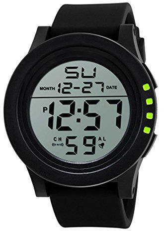 Mode LED-klocka digital sport kvarts herrklocka bevakad kvinna, gRÖN, En storlek