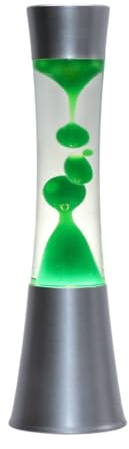Färsk lavalampa grön SANDRO 39cm hög Ø11 cm silver med switch bordslampa retro vardagsrum ungdom