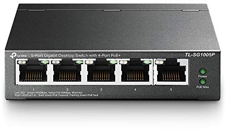 TP-Link 5-Port Gigabit Desktop PoE Switch with 4-Port PoE+, 65 W for all PoE ports, Metal Casing, Plug and Play, Ideal for IP Surveillance and Access Point(TL-SG1005P)