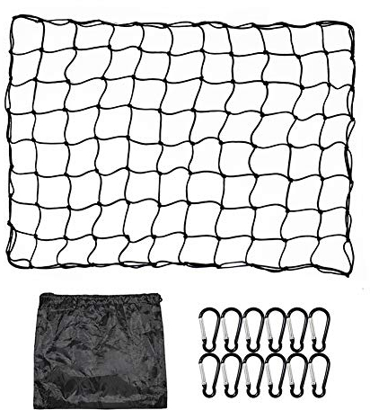 ValueHall Kofferraumnetz 3 x 4 Fuß Universal Kofferraum Gepäcknetz Elastisch Nylon Kofferraum Netz Pickup LKW Bett Bungee Netz mit 12 Haken V7074