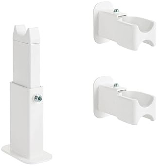 Coppia di mensole per fissaggio a bandiera a muro e pavimento di radiatori scaldasalviette da bagno - con piedino a terra e doppio fissaggio a muro - Per radiatori con collettore “D” 40x30 - Bianco