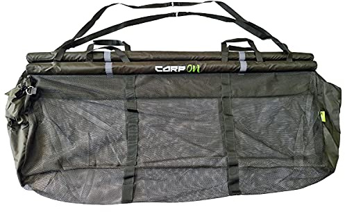 Carp On - Deluxe Floating Weigh Recovery Sling Made from 210D Material Dark Green - Wide Span (Dimensions 120 x 35 x 50cm) Green Mesh with 190T Drawstring Carry Bag [27-00050]