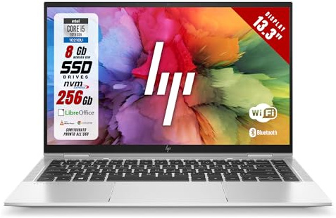 HP Elitebook, Notebook Pc portatile Convertible, Display 13,3 Touch FHD, Intel i5-10210U 4 core 1.60 GHz, Ram 8 Gb, SSD 256GB, Win 11 (Ricondizionato)