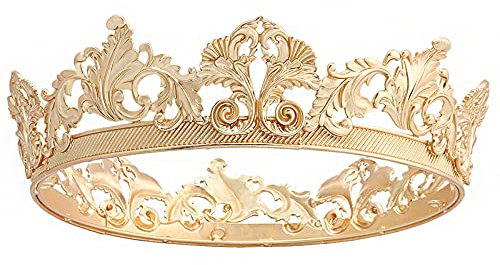 Couronne dorée de luxe Queen King pour mariage, fête, concours de beauté, bal de fin d'année, festival, anniversaire, Halloween, Medium, metal