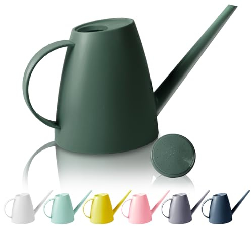 Watering Can for Indoor Outdoor Plants, Modern Small Watering Cans with Removable Nozzle, Long Spout Watering Can for Indoor Bonsai Plants Garden Flowers 1/2 Gallon 1.8L 60OZ (Dark Green)
