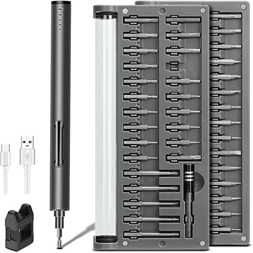 Mini destornillador eléctrico 57en1, juego de destornilladores de precisión con 55 puntas de precisión magnéticas, par de 2 engranajes, sin cable, para cámara de teléfono reloj portátil