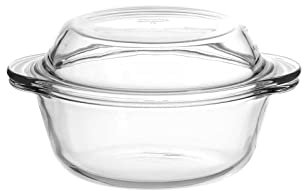 Ritzenhoff & Breker Auflaufform Cucina, Runde Ofenform mit Glasdeckel, 23 x 19 cm, 1000 ml, Glas, Spülmaschinen- und Mikrowellenfest