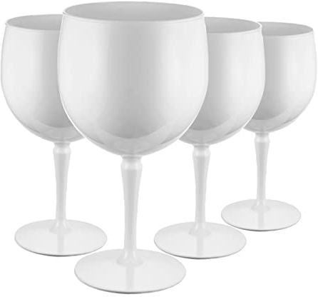 RB Verres Ballons Cocktail Gin Blancs Plastique Supérieure Incassables Réutilisables 45cl, Lot de 4