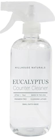 Hillhouse Naturals Eucalyptus 16oz Counter Cleaner. With scents of spearmint, eucalyptus, rosemary and our special floral blend. Made in the USA