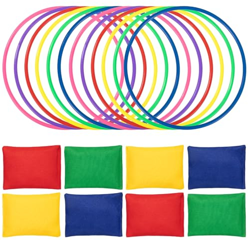 OOTSR 20 Stück Nylon Sitzsäcke Ringe Werfen Spiel Sets für Kinder, Sitzsäcke Werfen Legged Race für Indoor Outdoor Familien Spiel