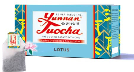 Yunnan Tuocha Zouji-Té Tuocha con Loto-Bio-Relajante y Calmante-20 Bolsitas-40g-Origen Garantizado de Yunnan