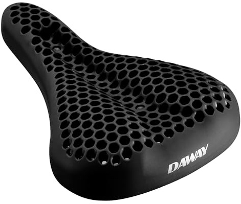 DAWAY S7 Silicone Gel Padded Bike Seat Cover - Shock-Absorbing Honeycomb Bicycle Saddle Cushion for Men Women, Ultra Comfort, Non-Slip, UV-Treated, Fits Mountain, Road, Exercise Bikes - Black, 11x7