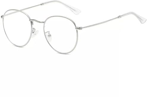 LNTICB® Lunettes Anti Lumière Bleue Homme et Femme Lunettes Gaming d'Ordinateur Lunettes pour Ecran Verres Transparent Ultra Légère Rétro Ronde Monture Métal Filtre UV400 Anti Fatigue Oculaire