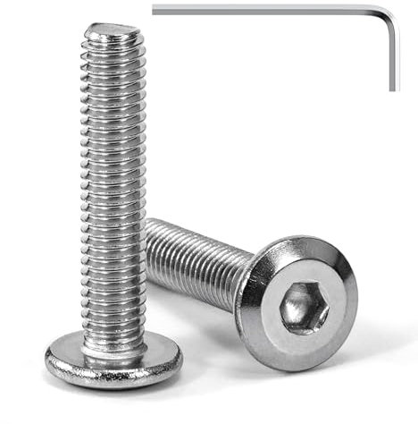 Tunejoy Tornillos de Cabeza Plana M6 x 30 mm Tornillo de Cabeza Hexagonal de Acero Inoxidable A2 V2A Perno de Muebles con llave Allen Rosca Completa 20 Piezas