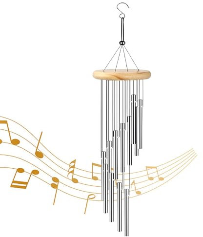Windspiele Draußen, Wind Chimes mit 12-Aluminiumrohre-Windglocken, Leichter Windspiel Metall Klangspiel, Melodie-Windglocken für Garten, Hängend Metall für den Garten Balkon Draußen
