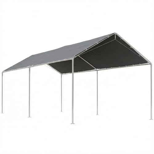 Outsunny Carpa Garaje para Coche 3x6 m, Cochera Exterior Portátil con Marco de Acero Galvanizado, Impermeable, Anti-UV, Pabellón Gazebo de Jardín con Accesorios, para Eventos, Fiestas, Gris