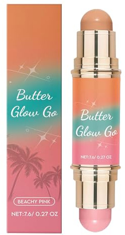 Rubor en Crema, Barra de Rubor para Mejilla, y Labio, Duradero 7.6g con Efecto Iluminador y Bronceador para Mujer Rostro Labios s Piel Viajes Fiestas Acabado Radiante