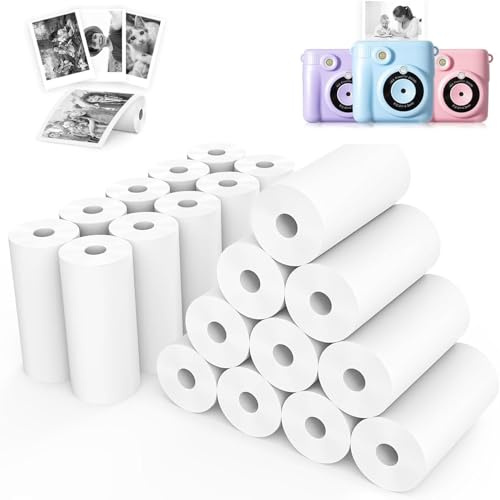 Ptyism 20 Pezzi Carta Termica per Macchina(5.7X2.5cm(7m)) Carta Termica per Bambini丨Mini Etichette Termiche,Facile da Sostituire.