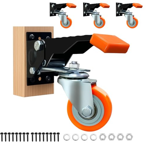 IQWTU 65MM Werkbankrollen, 4er Set Schwerlastrollen Transportrollen für Werkbank bis 400 kg, Möbelrollen Lenkrollen mit Hebe- und Senkfunktion für Werkbänke, Maschinen, Tische