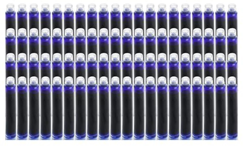 Cartuchos de tinta azul real universales de calibre 3.4 - Paquete de 80 unidades para plumas estilográficas estándar - Tinta de flujo constante, adecuada para escuelas, oficinas y uso diario frecuente