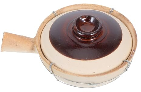 TOPPERFUN Pentola di Terracotta per Cucinare 0,5l Coperchio, Pentola Cinese in Ceramica Resistente alle Alte Temperature, per Riso, Stufati e Viaggi in Famiglia