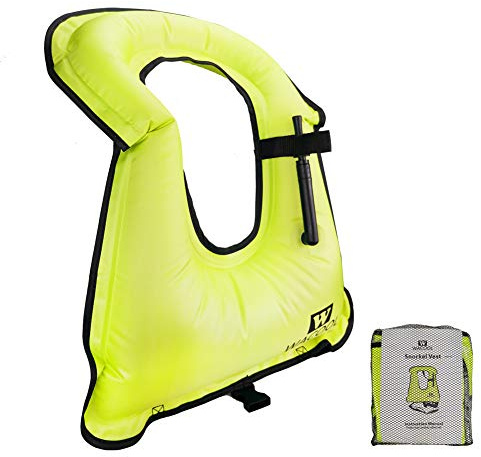 WACOOL Inflatable Snorkel Diving Swimming Scuba Vest Jacket (Kids, Neon Green)