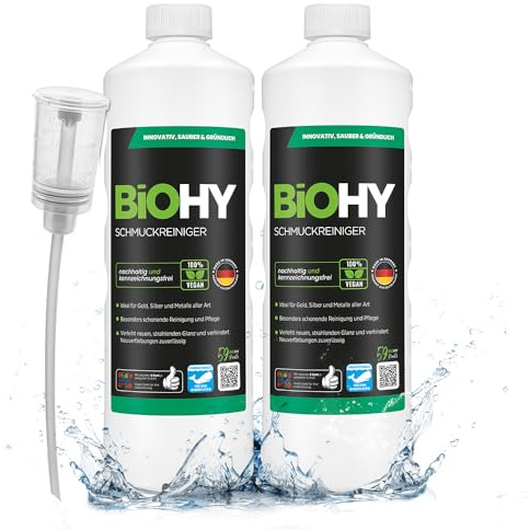 BiOHY Jewellery Cleaner (2 x 1l Bottle) + Dispenser | Concentrate for every ultrasonic device | Sustainable and gentle cleaning for watches, spectacles and jewellery (Schmuckreiniger)